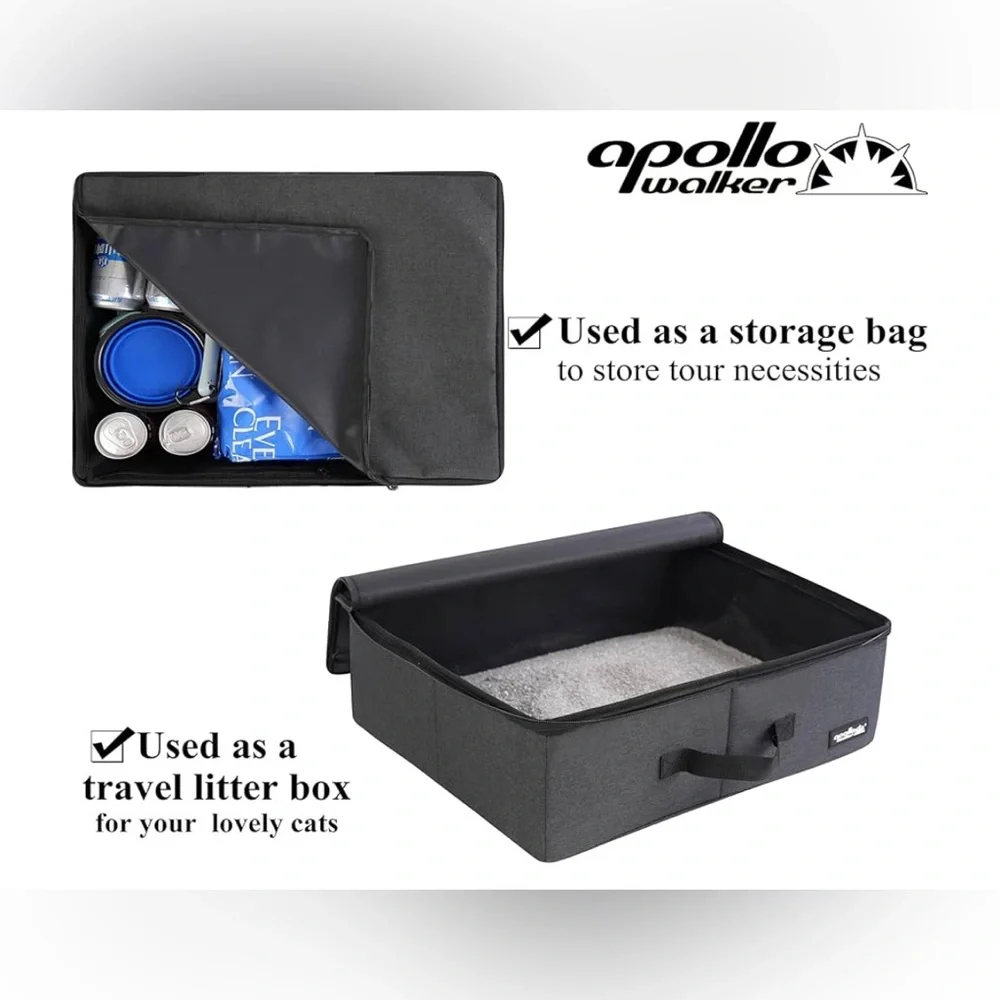 NEW Portable Cat Travel Litter Box Zipped Waterproof Bag Collapsible Carrier